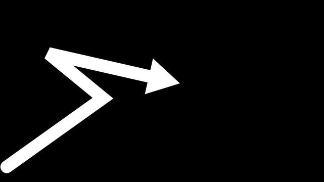 4K animated zigzag upward arrow with white black background, Downward Zigzag Arrow Animation, 