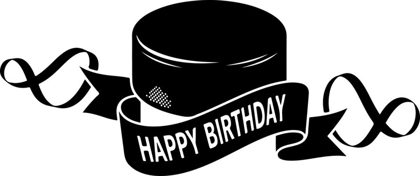 Black happy birthday cake topper vector