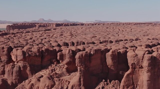 Mountains in the Sahara Desert, Aerial Drone View of Red Rocks from Above