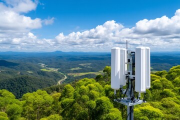 High-Altitude Drone Surveillance Station Overlooking Lush Green Valley