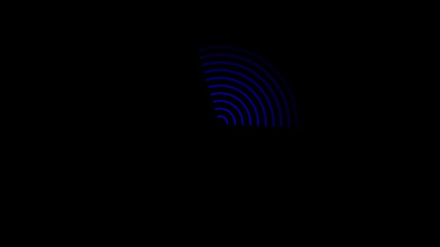 radio waves seamless animation footage sound wave signal, radar, and artificial intelligent audio wave Animation of circular transparent channel. network tower produced radio wave concept.