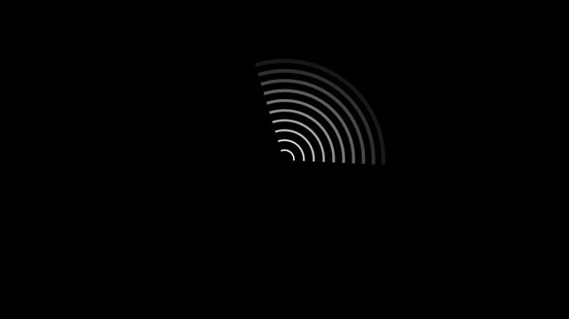radio waves seamless animation video footage sound wave signal, radar, wave Animation of circular electric wave spreading with transparent channel. network tower produced radio wave concept.