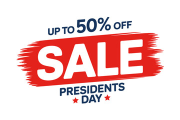 Fototapeta premium Presidents Day sale banner with up to fifty percent discount offer