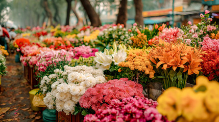 outdoor street vendor selling flowers