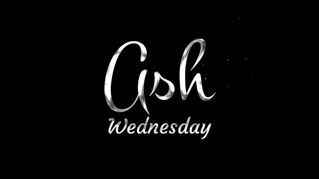 Text for ash wednesday in silver on black background, suitable for religiousthemed designs, flyers, social media posts, and church announcements.