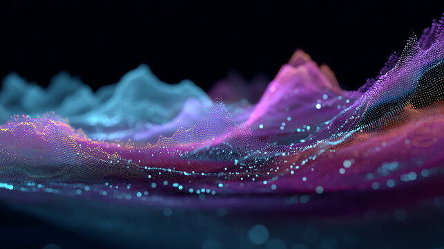 Abstract waves of colorful data visualization create a mesmerizing digital landscape, perfect for tech and design themes.