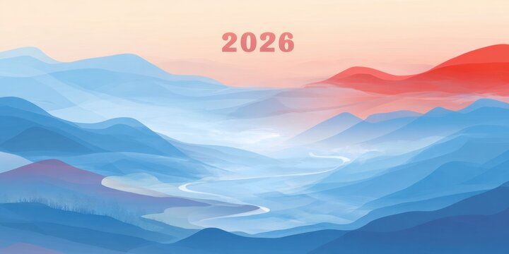 Background design with the number "2026" in the style of chinese art