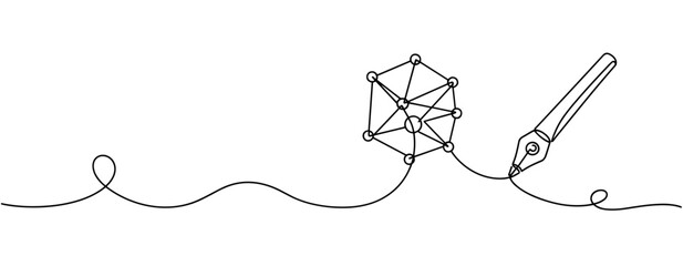 Pen drawing connected node structure on continuous line. No editable stroke