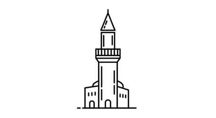 Obraz premium Minimalist line drawing of a tower with architectural details silhouette