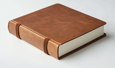 Obraz premium Brown Leather Bound Journal on White Background for Stationery Lovers