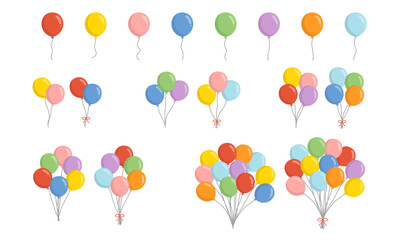 Balloon Set with Single Balloons and Balloon Groups Vector