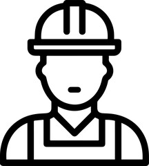 Obraz premium Hand Drawn a man Construction Worker Black and White Avatar Illustration in Minimal Line Art Style Design 