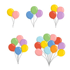 カラフルなバルーンブーケセット　ベクター