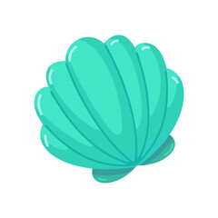 Naklejka premium Aqua Hued Seashell Illustration Coastal Element for Beachy Designs and Summer Projects