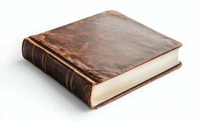 Obraz premium Vintage Leather-Bound Book on a Clean White Background