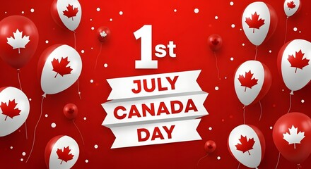 Happy canada day celebrations on july 1st with canadian flags and confetti