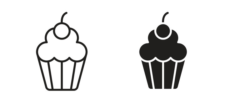 Cupcake icon. filled flat sign for mobile concept. glyph and line symbols