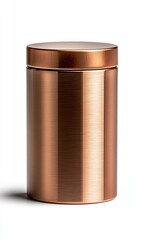 Sleek Copper Canister with Reflective Surface and Minimalist Design