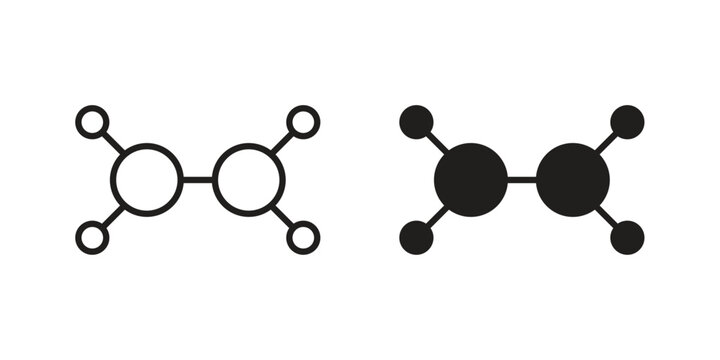 Ethylene molecule icon. filled flat sign for mobile concept. glyph and line symbols