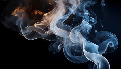 Fototapeta premium Smoke Rises In Twisting Shapes Above A Dark Background In Creative Display Of Vapor Forms