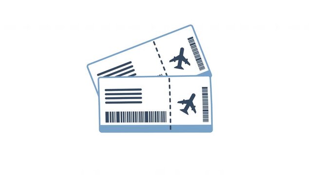 Air ticket appearing travel flight animation