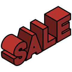 SALEの文字の立体的な3Dイラスト