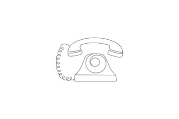 Call icon continuous line drawing of a phone receiver icon
