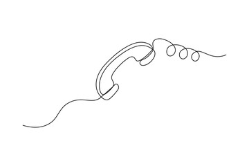Call icon continuous line drawing of a phone receiver icon
