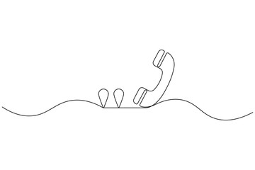 Call icon continuous line drawing of a phone receiver icon
