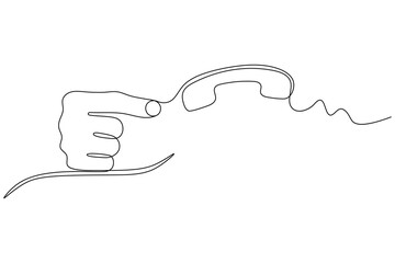 Call icon continuous line drawing of a phone receiver icon
