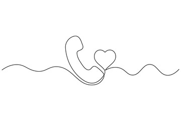 Call icon continuous line drawing of a phone receiver icon
