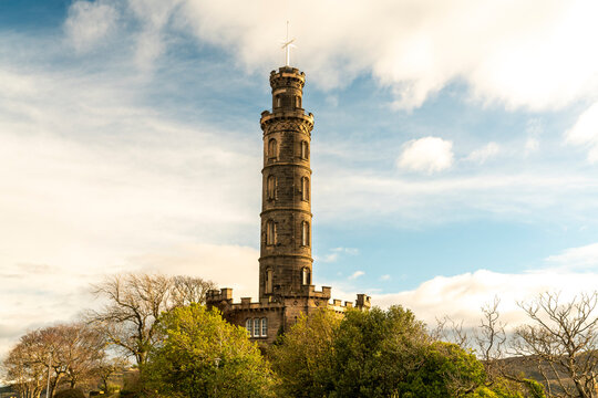 Nelson Monument on Calton Hill in Edinburgh during autumn