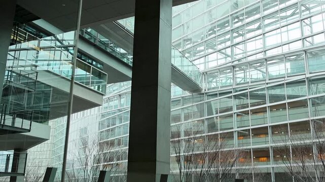 Industrial style space featuring airy balconies and diffused daylight
