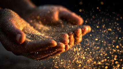 砂金（バイナリコード）をすくう手