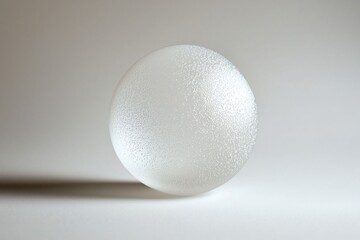 Frosted Glass Sphere with Soft Shadow on White Background