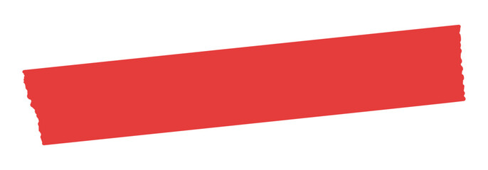 手でラフにちぎった赤いテープ/マスキングテープ/ステッカーのイラスト - シンプルな装飾のパーツ素材