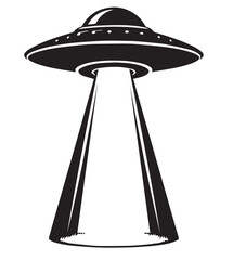 UFO Flying Saucer Abduction Beam – Alien Spaceship Vector Silhouette © Anh Hoang