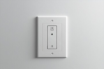 Simple White Electrical Outlet on Light Gray Wall Background