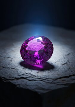 Glowing light illuminates a rough surface, revealing a perfectly formed, valuable gem. A symbol of successful searching and discovery, find, solution, dark