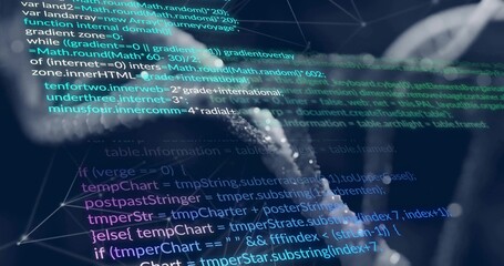 Displaying faint brain silhouette overlaying data workspace, featuring multicolor code with nodes