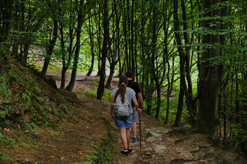 Fototapeta premium Father and Daughter Forest Hike