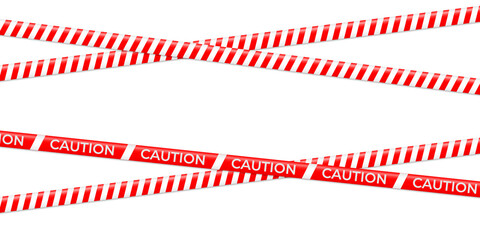 Fototapeta premium Red and white barrier warning tape cross isolated on transparent background. Caution danger tape lines of warning ribbons for safety and restriction. PNG design elements for projects.