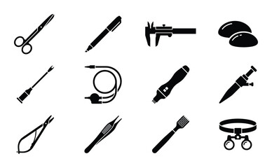 Obraz premium Medical surgery and healthcare icons set vector for hospital or clinic and other surgery instruments