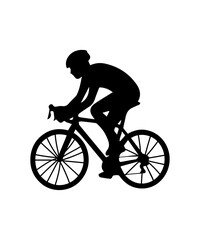 Obraz premium Cyclist riding bicycle silhouette black and white sport