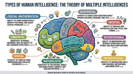 Types Of Human Intelligence And Brain Segments Diagram © dimensdesign