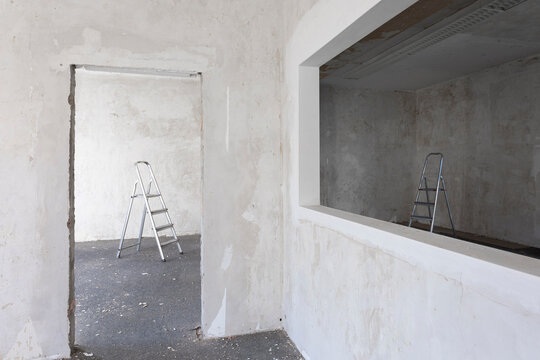 Ladder in a flat during refurbishment
