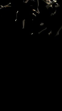 Metallic Golden Particles Dropping Against Black Surface - 3d 4k Vertical Animation (2160 x 3840px)