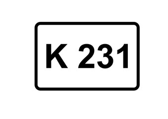 Fototapeta premium Illustration eines Kreisstraßenschildes der K 231 in Deutschland