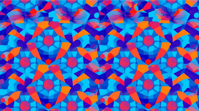 Vibrant abstract geometric pattern with bold colors and overlapping shapes, modern, energetic, optical illusion, wallpaper 4k ,Generative AI.