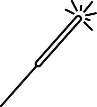 Black sparkler firework stick with sparks on the end vector illustration